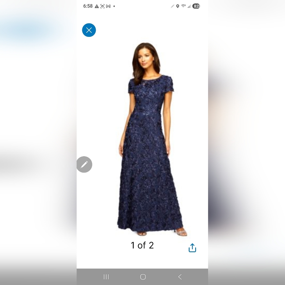 Navy Textured Cap-Sleeve Maxi Dress